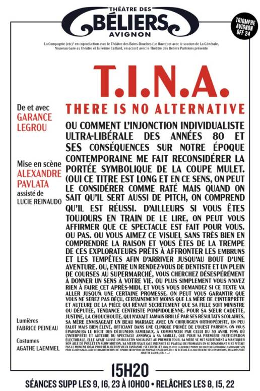 TINA - Theatre des Beliers Avignon Off 25